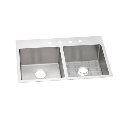 Elkay Crosstown Stainless Steel 33 X 22 X 9 Equal Double Bowl Dual Mount Sink Kit ECTSR33229BG0